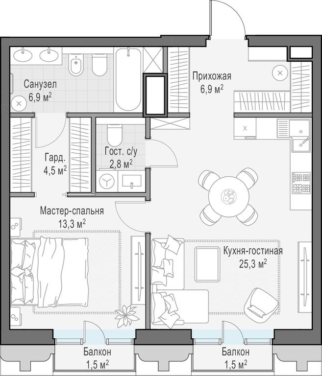 1-BD Apartment Sale, 61.4 sq. m. at Tishinskiy bulvar, Gruzinsky Val Street, 10, Moscow, Russia #1 1-BD Apartment Sale, 61.4 sq. m. at Tishinskiy bulvar, Gruzinsky Val Street, 10, Moscow, Russia #1