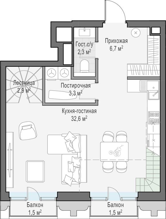 1-BD Apartment Sale, 67.7 sq. m. at Tishinskiy bulvar, Gruzinsky Val Street, 10, Moscow, Russia #1