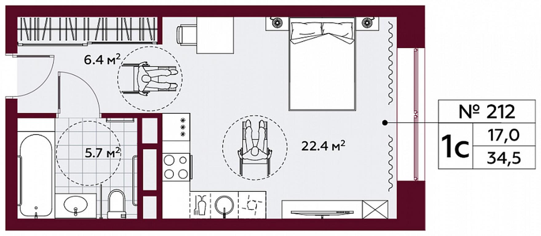 Apartment Sale, 34.4 sq. m. at Stremyannyj 2, Stremyanniy Lane, 2, Moscow, Russia #1