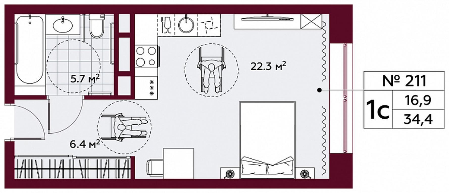 Apartment Sale, 34.4 sq. m. at Stremyannyj 2, Stremyanniy Lane, 2, Moscow, Russia #1