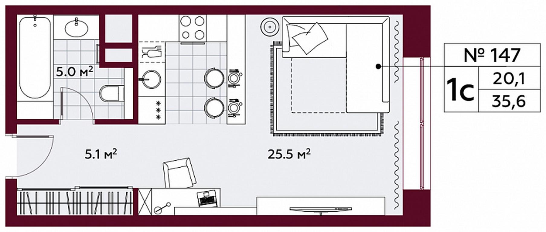 Apartment Sale, 35.9平方米 at Stremyannyj 2, Stremyanniy Lane, 2, Moscow, Russia #1