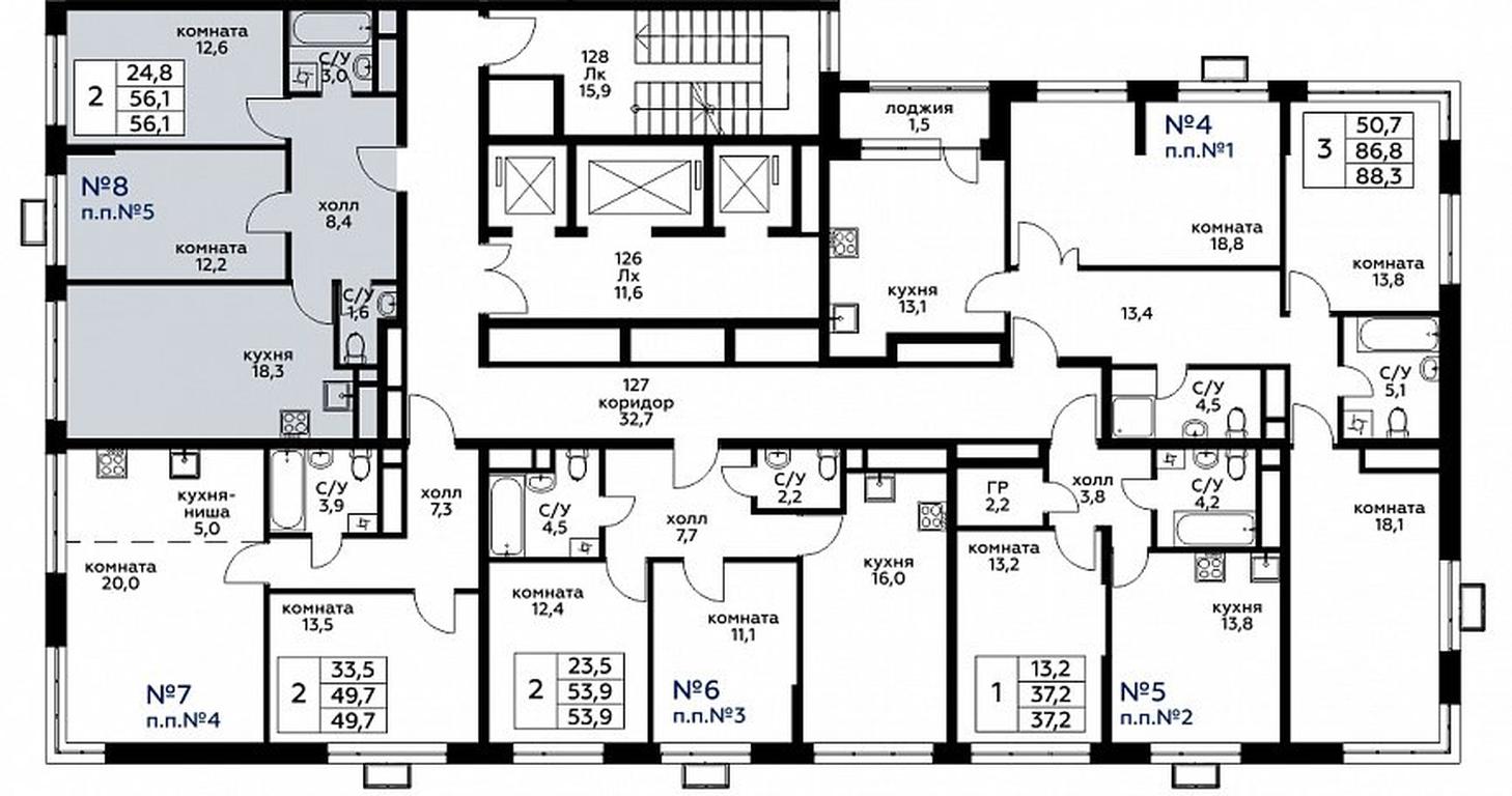 1-BD Apartment Sale, 56.1 sq. m. at Veresk, 3rd Khoroshyovskaya Street, вл19с3к1, Moscow, Russia #2