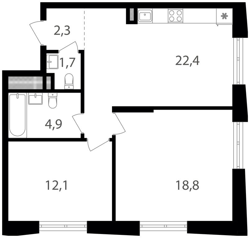 2-BD Apartment Sale, 62.2 sq. m. at Semenovskij Park 2, 1st Kirpichny Lane, 17А, Moscow, Russia #1 2-BD Apartment Sale, 62.2 sq. m. at Semenovskij Park 2, 1st Kirpichny Lane, 17А, Moscow, Russia #1