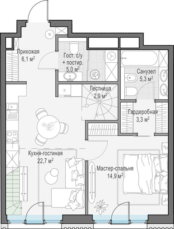 1-BD Apartment Sale, 84.3 sq. m. at Tishinskiy bulvar, Gruzinsky Val Street, 10, Moscow, Russia #1