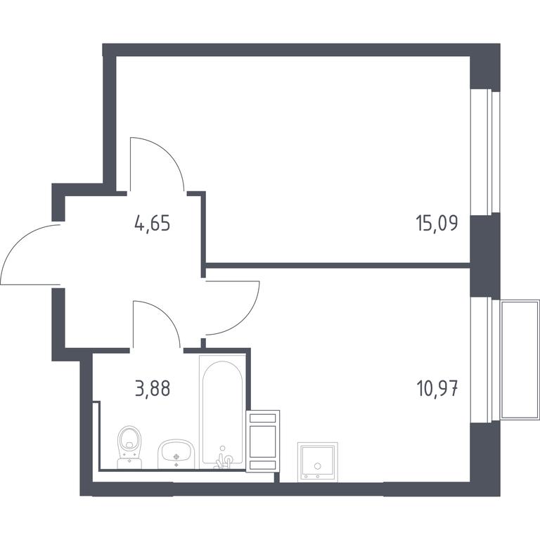 Apartment Sale, 34.59平方米 at Tomilino Park, 1-y kvartal, posyolok Zhilino-1, Lubertsy City District, Moscow Region, Russia #1 Apartment Sale, 34.59平方米 at Tomilino Park, 1-y kvartal, posyolok Zhilino-1, Lubertsy City District, Moscow Region, Russia #1