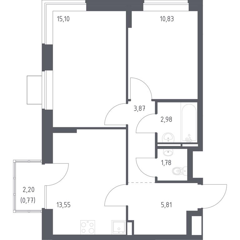 1-BD Apartment Sale, 54.69 sq. m. at Bogdanovskiy Les, derevnya Bogdanikha, Leninskiy City District, Moscow Region, Russia #1 1-BD Apartment Sale, 54.69 sq. m. at Bogdanovskiy Les, derevnya Bogdanikha, Leninskiy City District, Moscow Region, Russia #1