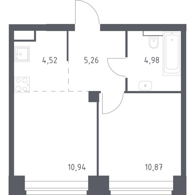 Apartment Sale, 36.57 sq. m. at Nova, Bratyev Fonchenko Street, вл21, Moscow, Russia #1