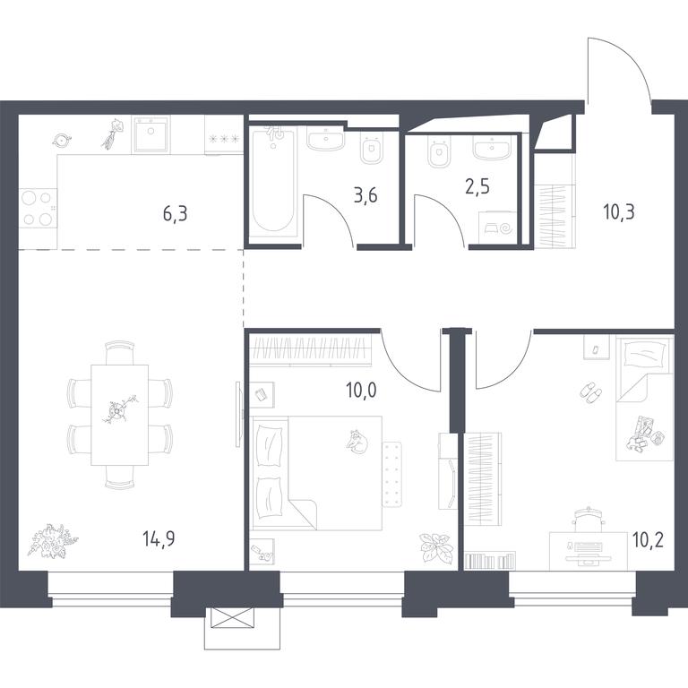 1-BD Apartment Sale, 57.85 sq. m. at Vereiskaya 41, Vereyskaya Street, 41, Moscow, Russia #1 1-BD Apartment Sale, 57.85 sq. m. at Vereiskaya 41, Vereyskaya Street, 41, Moscow, Russia #1