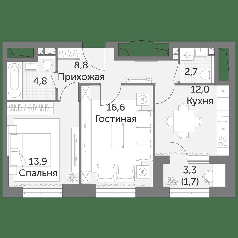 Продажа 2-комн. квартиры, 60,5 м² в ЖК «Режиссер», улица Вильгельма Пика, 3, Москва, Россия #1