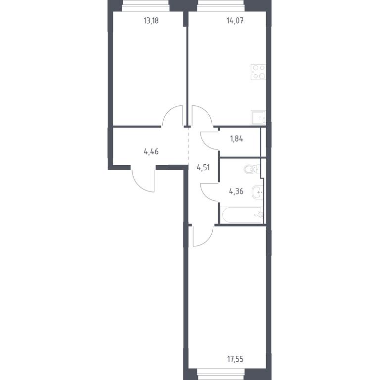 1-BD Apartment Sale, 59.97 sq. m. at Novoe Vnukovo, kvartal № 38, Kokoshkino Settlement, Moscow, Russia #1