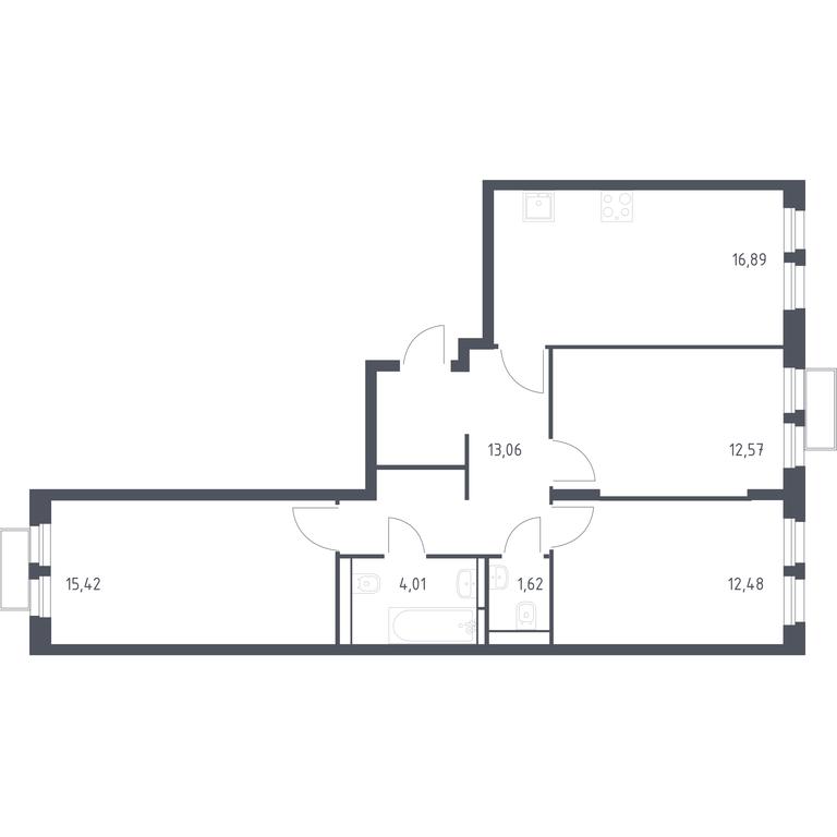 2-BD Apartment Sale, 76.15 sq. m. at Kvartal Strogino, zhiloy kompleks Kvartal Strogino, Krasnogorsk, Moscow Region, Russia #1