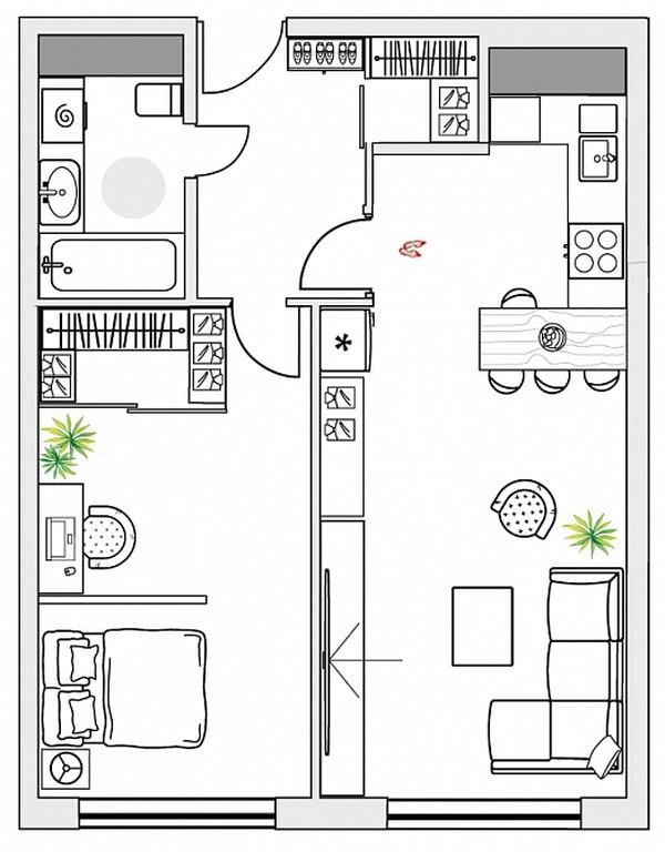 2-BD Apartment Sale, 46.57 sq. m. at Perets, Pyatnitskoye Highway, 58, Moscow, Russia #1