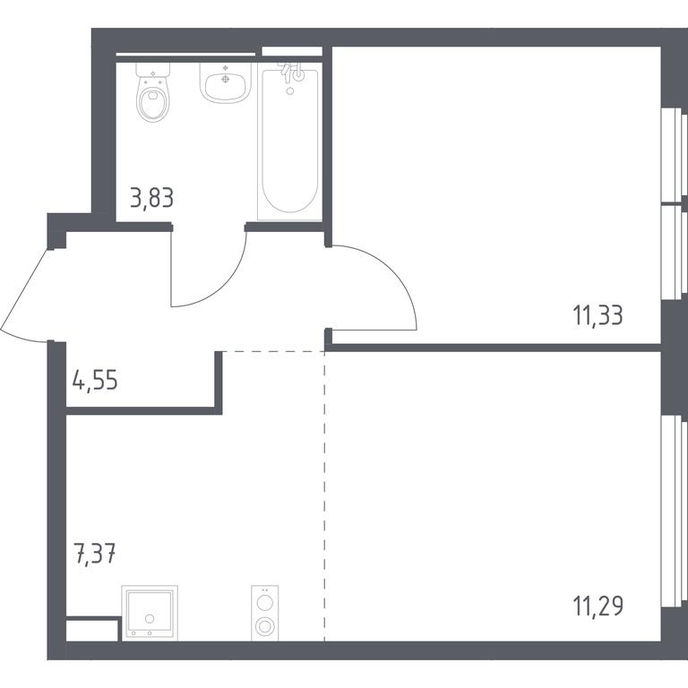 Apartment Sale, 38.37平方米 at Ostafevo, Ostafyevskoe Highway, 12к1, Ryazanovskoe Settlement, Moscow, Russia #1