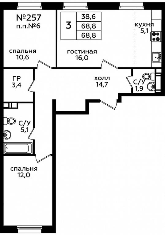 2-BD Apartment Sale, 68.4平方米 at Eko Bunino, prospekt Kuprina, 34к1, Sosenskoye Settlement, Moscow, Russia #1 2-BD Apartment Sale, 68.4平方米 at Eko Bunino, prospekt Kuprina, 34к1, Sosenskoye Settlement, Moscow, Russia #1
