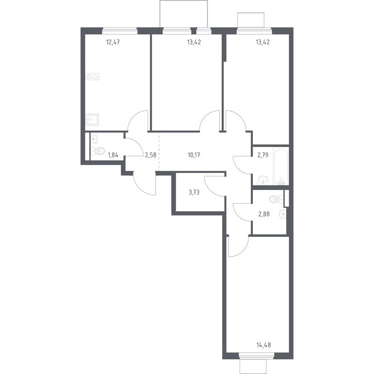 2-BD Apartment Sale, 77.78 sq. m. at Gorki Park, Shkolnaya ulitsa, 2, derevnya Korobovo, Leninskiy City District, Moscow Region, Russia #1