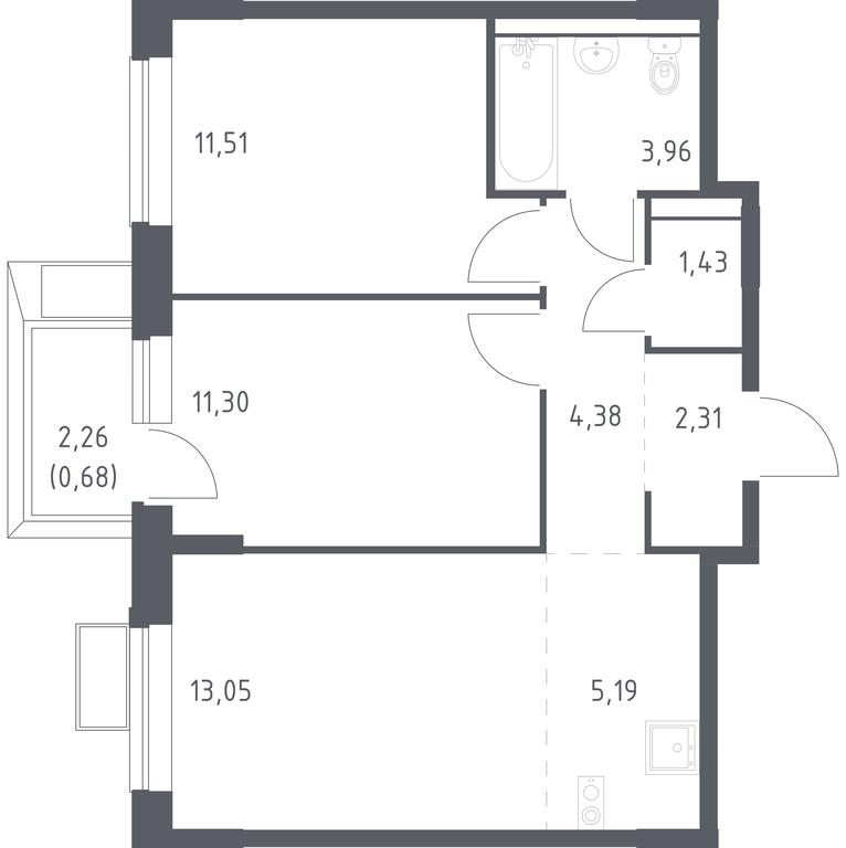 1-BD Apartment Sale, 53.81平方米 at Egorovo Park, 1-y kvartal, posyolok Zhilino-1, Lubertsy City District, Moscow Region, Russia #1 1-BD Apartment Sale, 53.81平方米 at Egorovo Park, 1-y kvartal, posyolok Zhilino-1, Lubertsy City District, Moscow Region, Russia #1