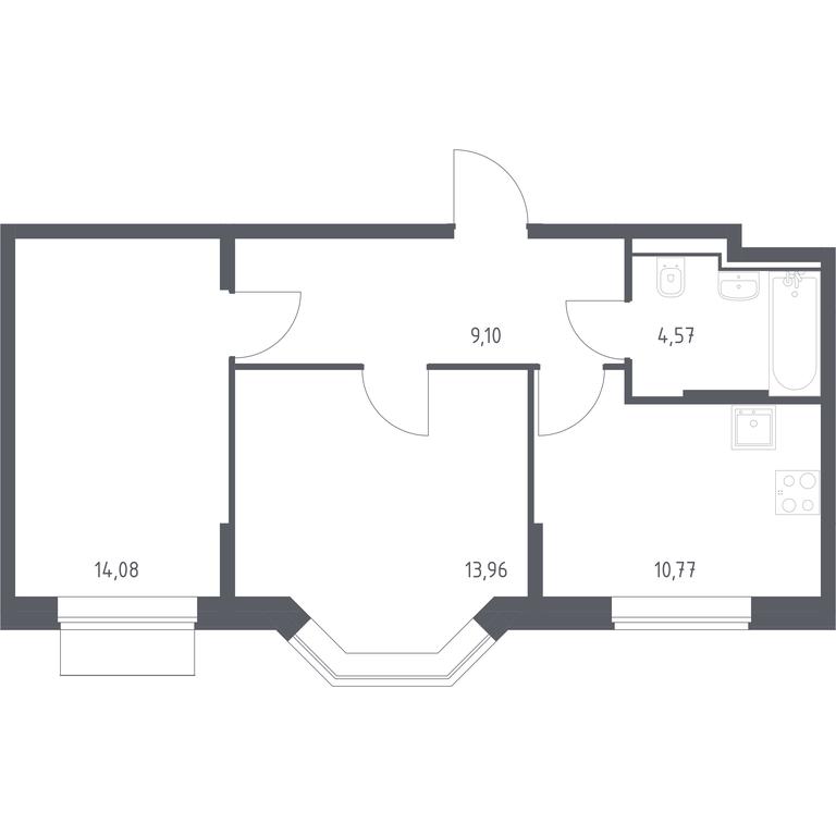 1-BD Apartment Sale, 52.48平方米 at Kvartal Domashnij, Donetskaya Street, 30с11, Moscow, Russia #1