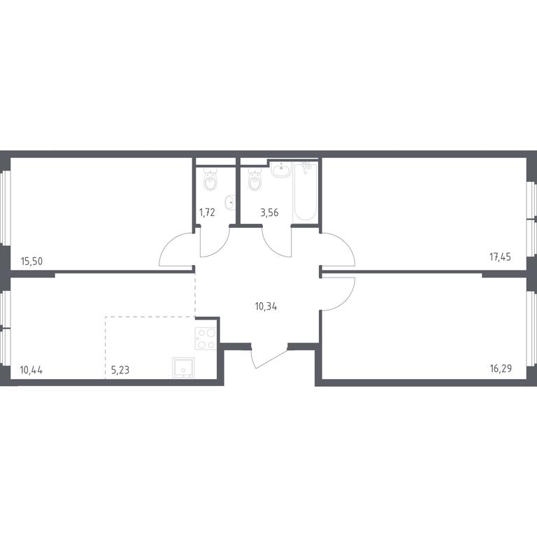 2-BD Apartment Sale, 80.53 sq. m. at Ostafevo, Ostafyevskoe Highway, 12к1, Ryazanovskoe Settlement, Moscow, Russia #1