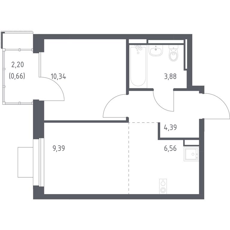 Apartment Sale, 35.22 sq. m. at Pribrezhnyi Park, Pribrezhniy Park Residential Complex, Village of Yam, Domodedovo City District, Moscow Region, Russia #1