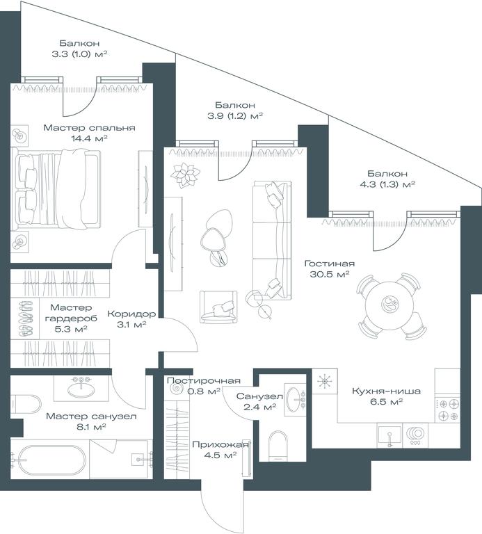 Apartment Sale, 79.1 sq. m. at Opus, Derbenevskaya Street, 1с1, Moscow, Russia #1