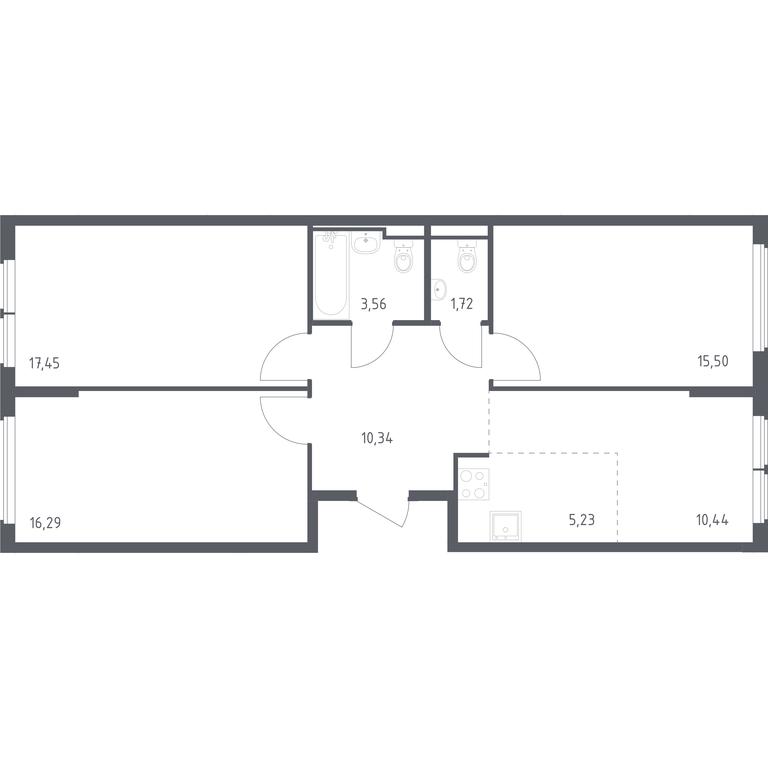 2-BD Apartment Sale, 80.53 sq. m. at Ostafevo, Ostafyevskoe Highway, 12к1, Ryazanovskoe Settlement, Moscow, Russia #1