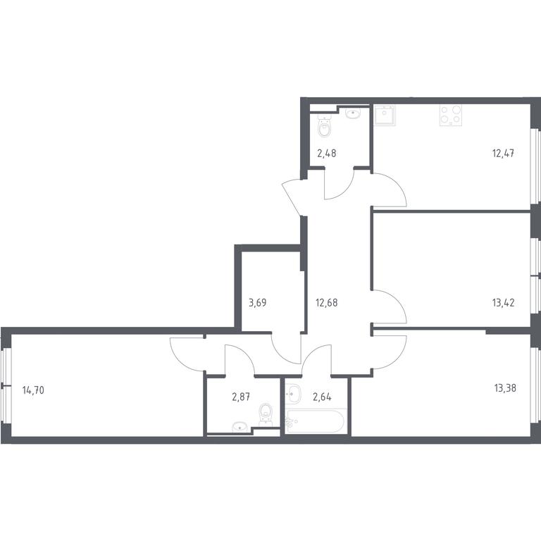 2-BD Apartment Sale, 78.33 sq. m. at Ostafevo, Ostafyevskoe Highway, 12к1, Ryazanovskoe Settlement, Moscow, Russia #1