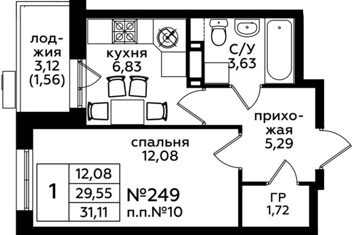 Apartment Sale, 30.7 sq. m. at Klenovye Allei, Charoitovaya Street, 1к1, Desyonovskoye Settlement, Moscow, Russia #1