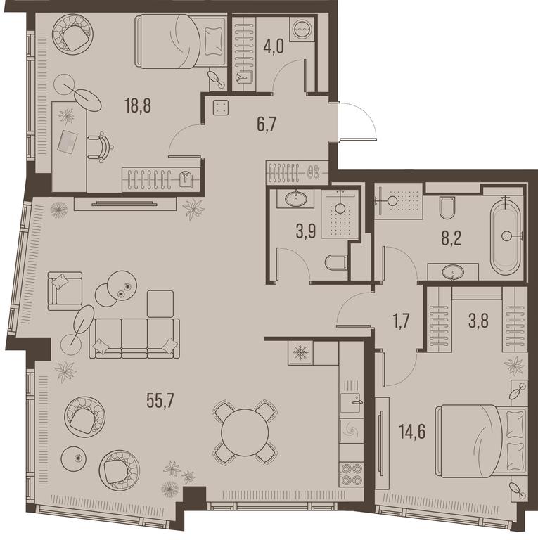 2-BD Apartment Sale, 119.2平方米 at High Life, Letnikovskaya Street, 11/10с1, Moscow, Russia #1 2-BD Apartment Sale, 119.2平方米 at High Life, Letnikovskaya Street, 11/10с1, Moscow, Russia #1