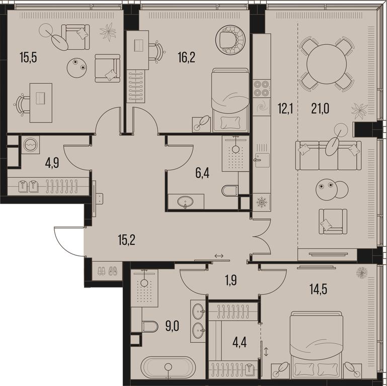 3-BD Apartment Sale, 121.1 sq. m. at High Life, Letnikovskaya Street, 11/10с1, Moscow, Russia #1 3-BD Apartment Sale, 121.1 sq. m. at High Life, Letnikovskaya Street, 11/10с1, Moscow, Russia #1