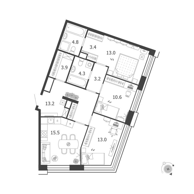 3-BD Apartment Sale, 84.9 sq. m. at Voxhall, Letnikovskaya Street, 4с2, Moscow, Russia #2 3-BD Apartment Sale, 84.9 sq. m. at Voxhall, Letnikovskaya Street, 4с2, Moscow, Russia #2