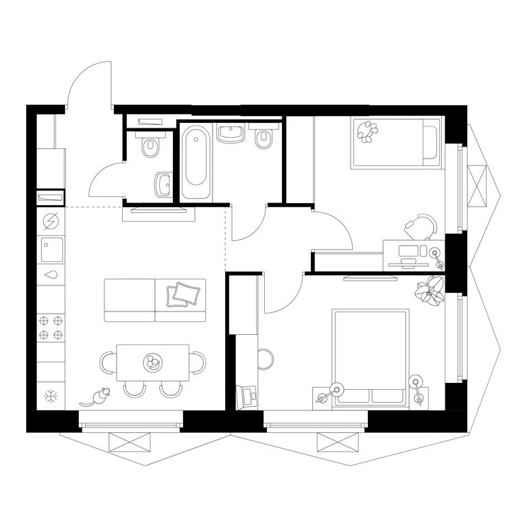 2-BD Apartment Sale, 50.03 sq. m. at Businovskiy Park, Izhorskaya Street, 6с5, Moscow, Russia #1