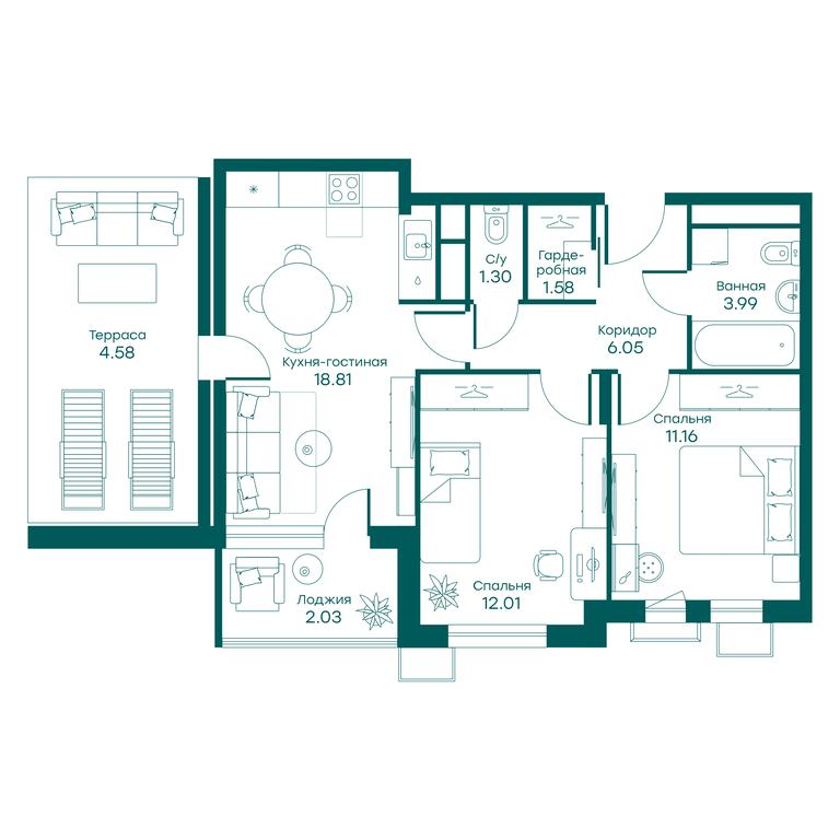 2-BD Apartment Sale, 61.3 sq. m. at Ravnovesie, zhiloy kompleks Ravnovesiye, selo Perkhushkovo, Odintsovskiy City District, Moscow Region, Russia #1 2-BD Apartment Sale, 61.3 sq. m. at Ravnovesie, zhiloy kompleks Ravnovesiye, selo Perkhushkovo, Odintsovskiy City District, Moscow Region, Russia #1