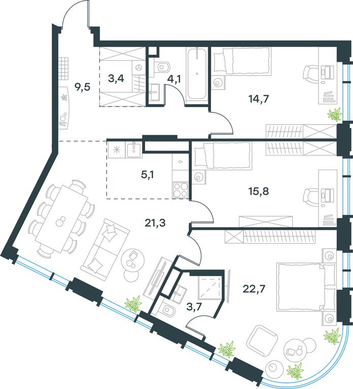 3-BD Apartment Sale, 100.3 sq. m. at Level Akademicheskaya, Profsoyuznaya Street, 2/22, Moscow, Russia #1 3-BD Apartment Sale, 100.3 sq. m. at Level Akademicheskaya, Profsoyuznaya Street, 2/22, Moscow, Russia #1