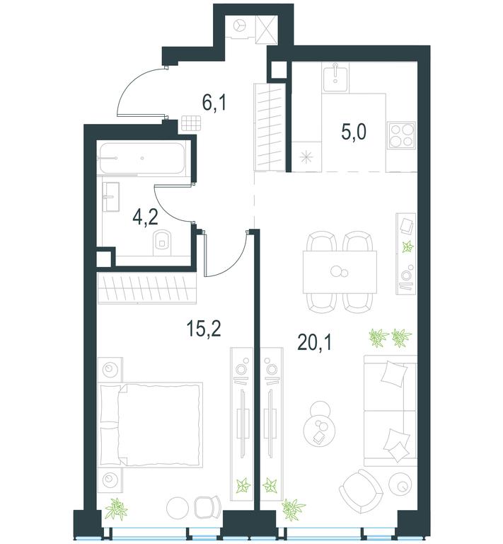 1-BD Apartment Sale, 50.6平方米 at Level Michurinskiy, Озёрная улица, вл1, Москва, Россия #1 1-BD Apartment Sale, 50.6平方米 at Level Michurinskiy, Озёрная улица, вл1, Москва, Россия #1