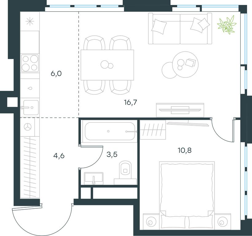 1-BD Apartment Sale, 41.6 sq. m. at Level Michurinskiy, Озёрная улица, вл1, Москва, Россия #1