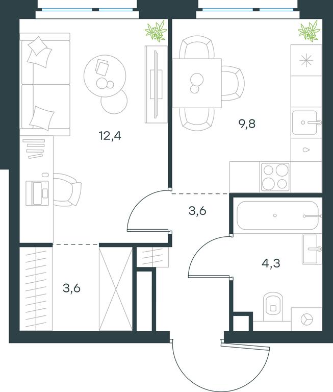 Apartment Sale, 33.7平方米 at Level Michurinskiy, Озёрная улица, вл1, Москва, Россия #1 Apartment Sale, 33.7平方米 at Level Michurinskiy, Озёрная улица, вл1, Москва, Россия #1