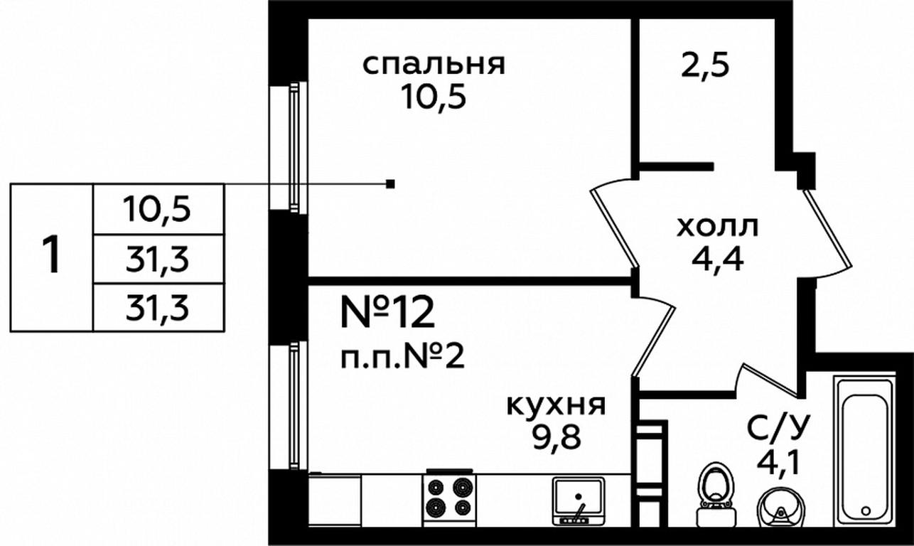 Apartment Sale, 31.2 sq. m. at Eko Bunino, prospekt Kuprina, 34к1, Sosenskoye Settlement, Moscow, Russia #1