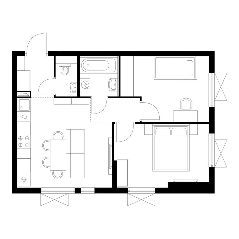 2-BD Apartment Sale, 47.9平方米 at Yauza Park, ulitsa Kolontsova, 4, Mytischi, Moscow Region, Russia #1