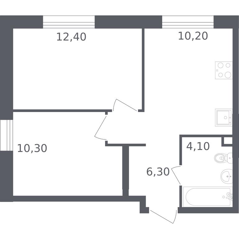 1-BD Apartment Sale, 43.3 sq. m. at Olhovy Kvartal, 5-ya ulitsa Lesnyye Polyany, posyolok Gazoprovod, Sosenskoye Settlement, Moscow, Russia #1