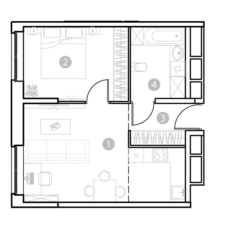 1-BD Apartment Sale, 46.61 sq. m. at EvoPark Sokolniki, Poteshnaya Street, Moscow, Russia #2 1-BD Apartment Sale, 46.61 sq. m. at EvoPark Sokolniki, Poteshnaya Street, Moscow, Russia #2