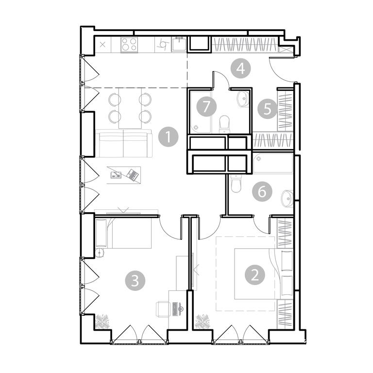 2-BD Apartment Sale, 72平方米 at EvoPark Sokolniki, Poteshnaya Street, Moscow, Russia #2