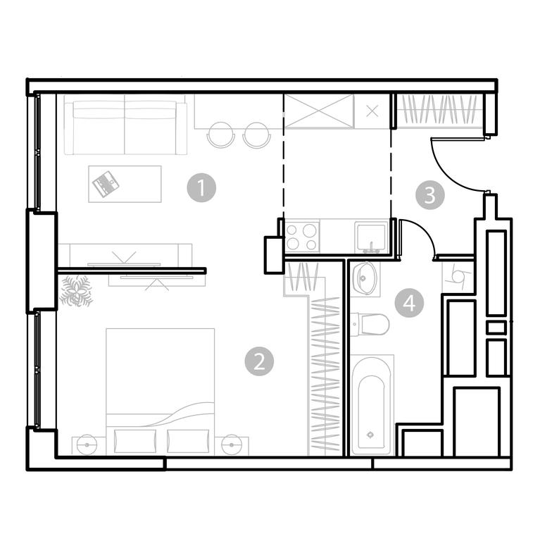 1-BD Apartment Sale, 39.46 sq. m. at EvoPark Sokolniki, Poteshnaya Street, Moscow, Russia #2