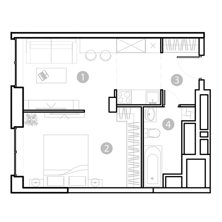 1-BD Apartment Sale, 39.46 sq. m. at EvoPark Sokolniki, Poteshnaya Street, Moscow, Russia #1