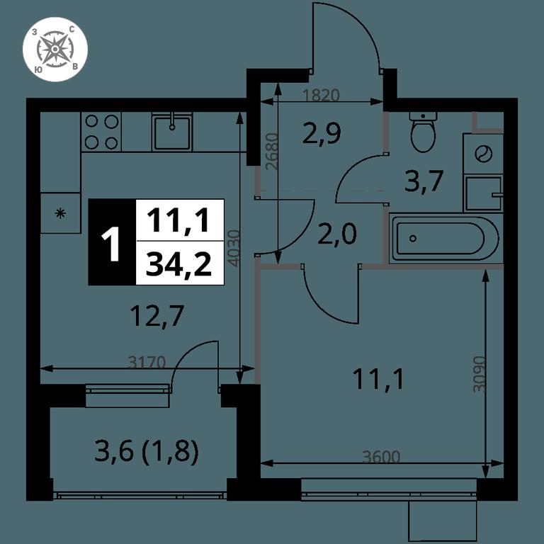 1-BD Apartment Sale, 34.2 sq. m. at Pervy Sheremetevskij, Komsomolskaya Street, 16, Khimki, Moscow Region, Russia #1 1-BD Apartment Sale, 34.2 sq. m. at Pervy Sheremetevskij, Komsomolskaya Street, 16, Khimki, Moscow Region, Russia #1