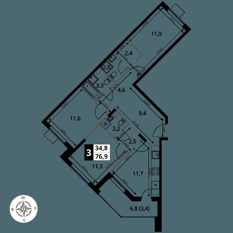 3-BD Apartment Sale, 76.9 sq. m. at Pervy Sheremetevskij, Komsomolskaya Street, 16, Khimki, Moscow Region, Russia #1 3-BD Apartment Sale, 76.9 sq. m. at Pervy Sheremetevskij, Komsomolskaya Street, 16, Khimki, Moscow Region, Russia #1