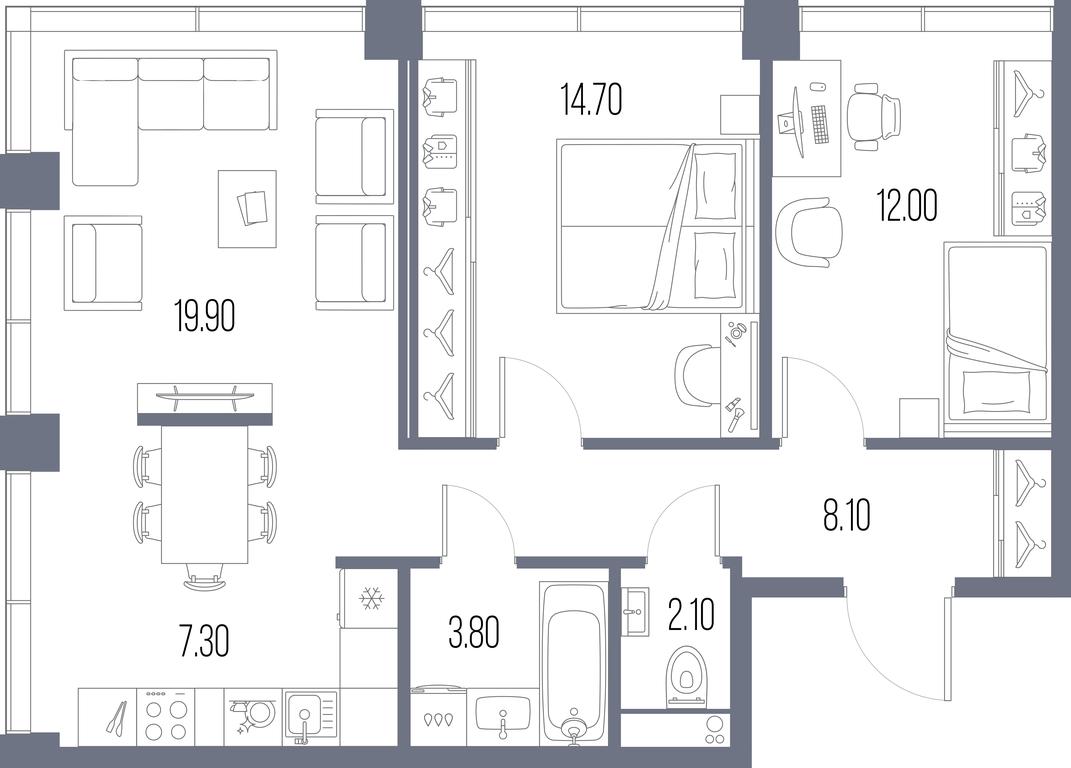 2-BD Apartment Sale, 67.9平方米 at Severny Port, Leningradskoye Highway, Moscow, Russia #1