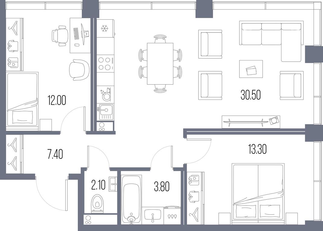 2-BD Apartment Sale, 69.1平方米 at Severny Port, Leningradskoye Highway, Moscow, Russia #1 2-BD Apartment Sale, 69.1平方米 at Severny Port, Leningradskoye Highway, Moscow, Russia #1