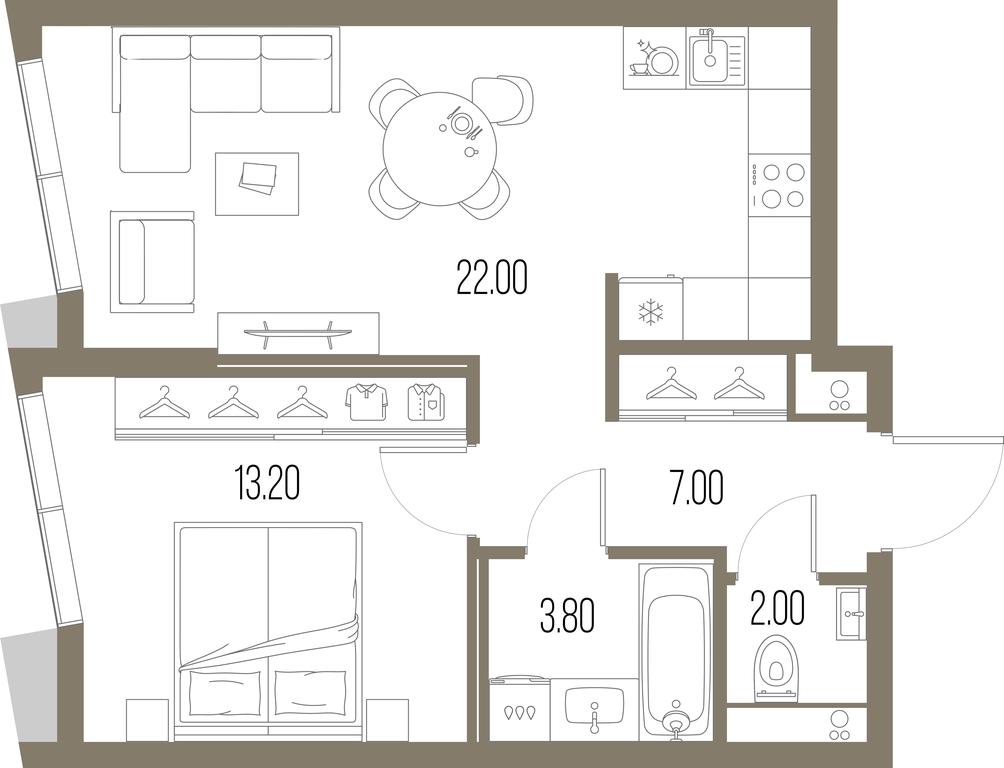 1-BD Apartment Sale, 48 sq. m. at Severny Port, Leningradskoye Highway, Moscow, Russia #1