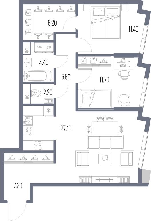 2-BD Apartment Sale, 75.8 sq. m. at Severny Port, Leningradskoye Highway, Moscow, Russia #1