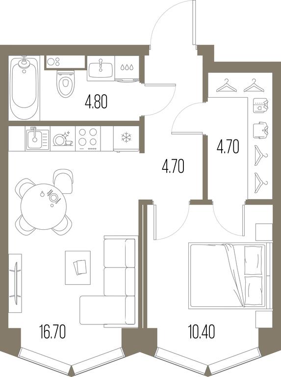 1-BD Apartment Sale, 41.3 sq. m. at Severny Port, Leningradskoye Highway, Moscow, Russia #1
